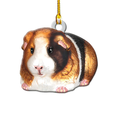 Pack 1 Christmas Guinea Pig So Cute - Custom Shape Ornament - Owls Matrix LTD