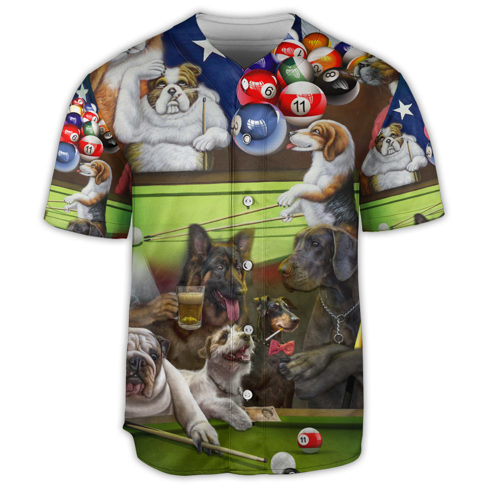 S Billiard Independence Day Funny Dogs - Baseball Jersey - Owls Matrix LTD