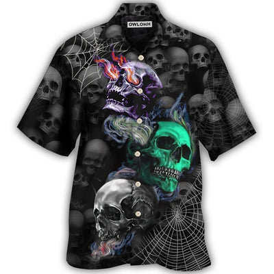 Hawaiian Shirt / Adults / S Skull Dark Colorful Burning - Hawaiian Shirt - Owls Matrix LTD