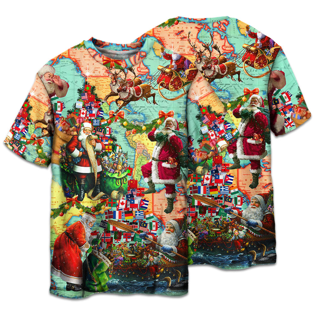 T-shirt / S Chirstmas Love Santa Xmas - Pajamas Short Sleeve - Owls Matrix LTD