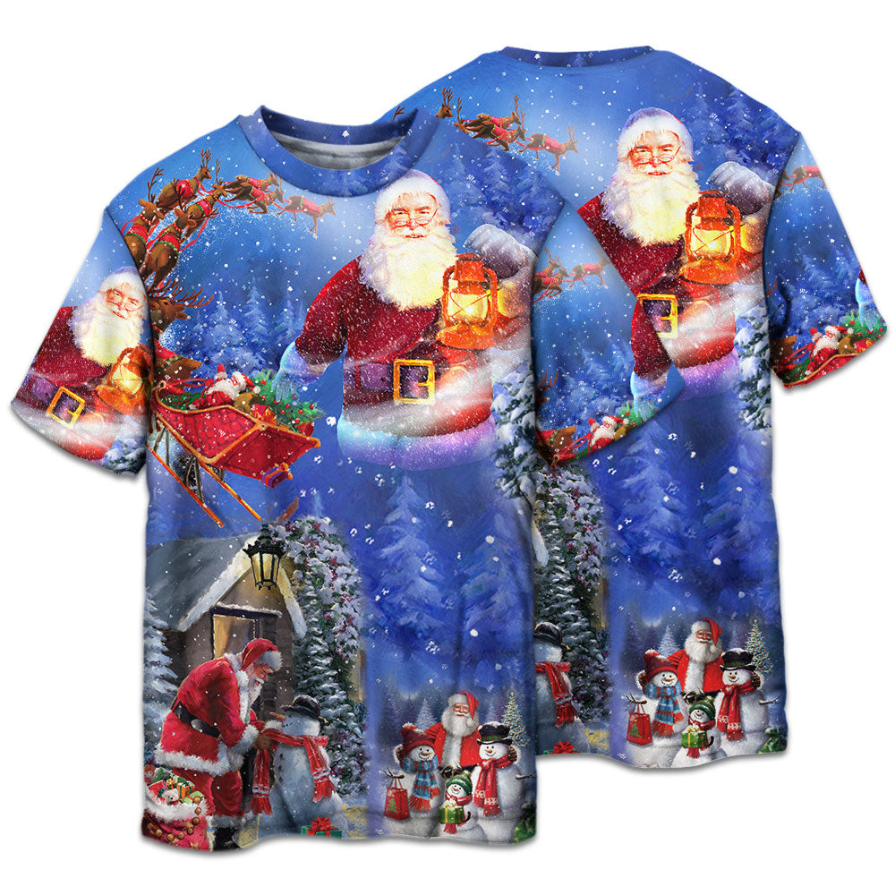 T-shirt / S Christmas Merry Xmas Santa Claus Is Coming To Town - Pajamas Short Sleeve - Owls Matrix LTD