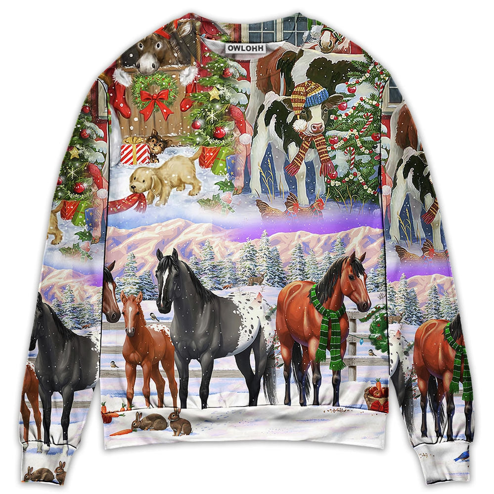 Sweater / S Christmas Farm Merry Xmas To Everyone - Sweater - Ugly Christmas Sweaters - Owls Matrix LTD