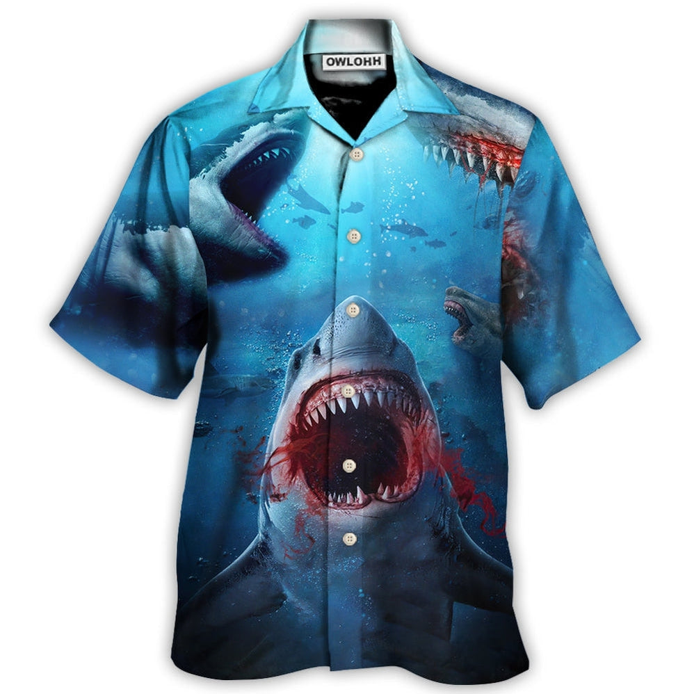 Hawaiian Shirt / Adults / S Shark Bites You in the Red Sea - Hawaiian Shirt - Owls Matrix LTD