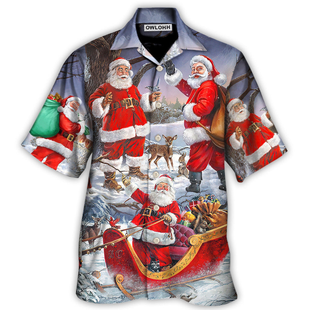 Hawaiian Shirt / Adults / S Christmas Funny Santa Claus Happy Xmas Is Coming Art Style Cool - Hawaiian Shirt - Owls Matrix LTD