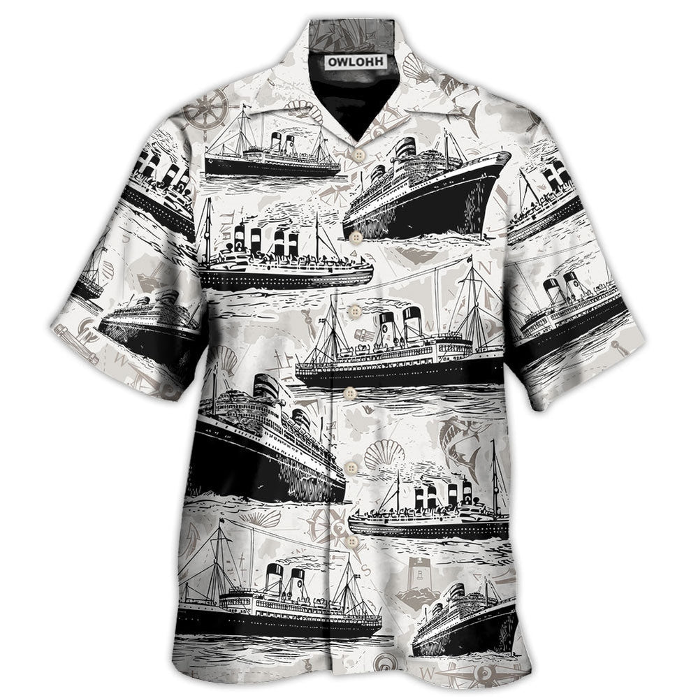 Hawaiian Shirt / Adults / S Cruising Retro And Sea Map - Hawaiian Shirt - Owls Matrix LTD