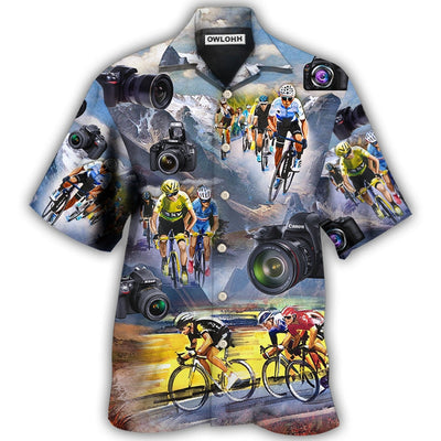 Hawaiian Shirt / Adults / S Cycling And Photography Lover Moutain Painting - Hawaiian Shirt - Owls Matrix LTD