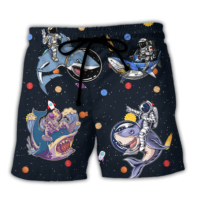 Shark Astronaut Galaxy Sky - Beach Short - Owls Matrix LTD