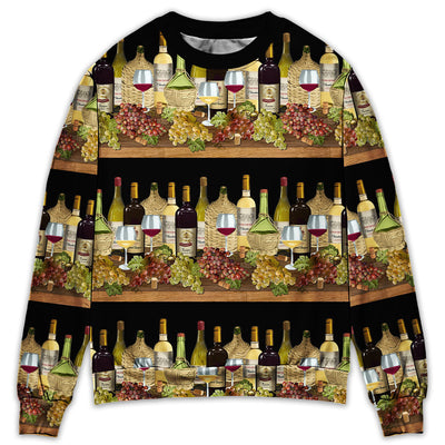 Wine Tasking Border Stripe - Sweater - Ugly Christmas Sweaters - Owls Matrix LTD