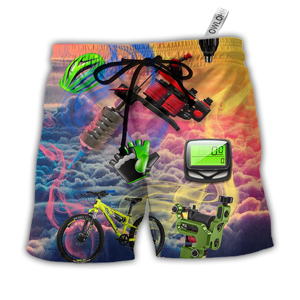 Beach Short / Adults / S Cycling And Tatoo Lover Dream Sky - Beach Short - Owls Matrix LTD