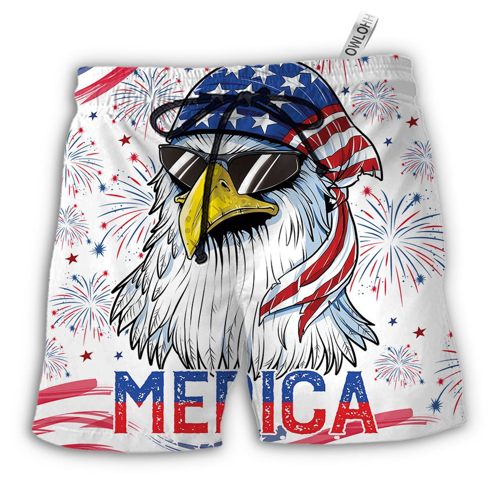 Beach Short / Adults / S Eagle Independence Day American - Beach Short - Owls Matrix LTD