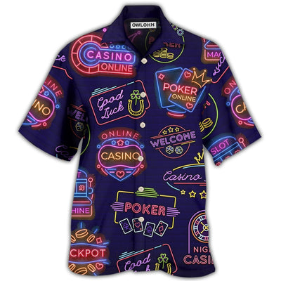 Hawaiian Shirt / Adults / S Poker Neon Casino Art - Hawaiian Shirt - Owls Matrix LTD