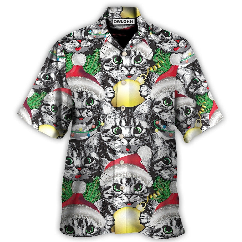 Meowy Christmas Xmas Cat Lover - Hawaiian Shirt - Owls Matrix LTD