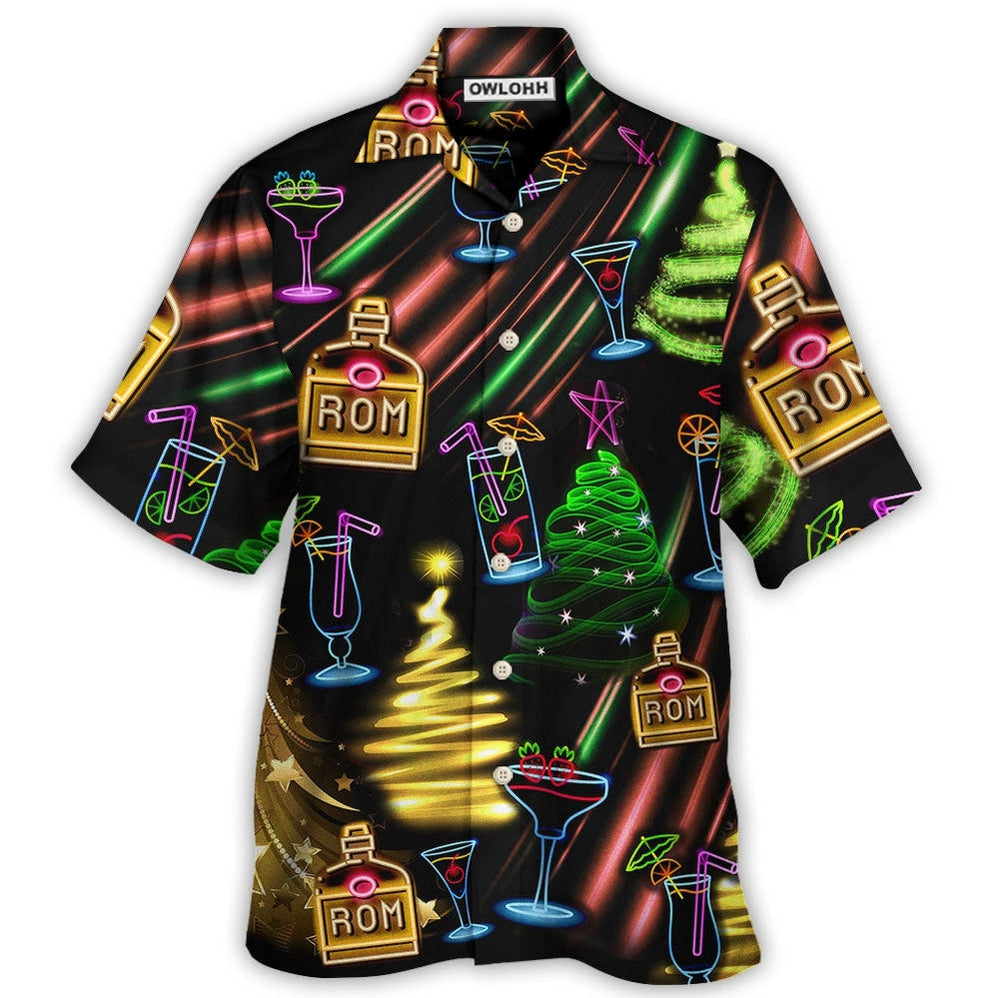 Hawaiian Shirt / Adults / S Wine Rum Christmas Neon Art Drinking - Hawaiian Shirt - Owls Matrix LTD