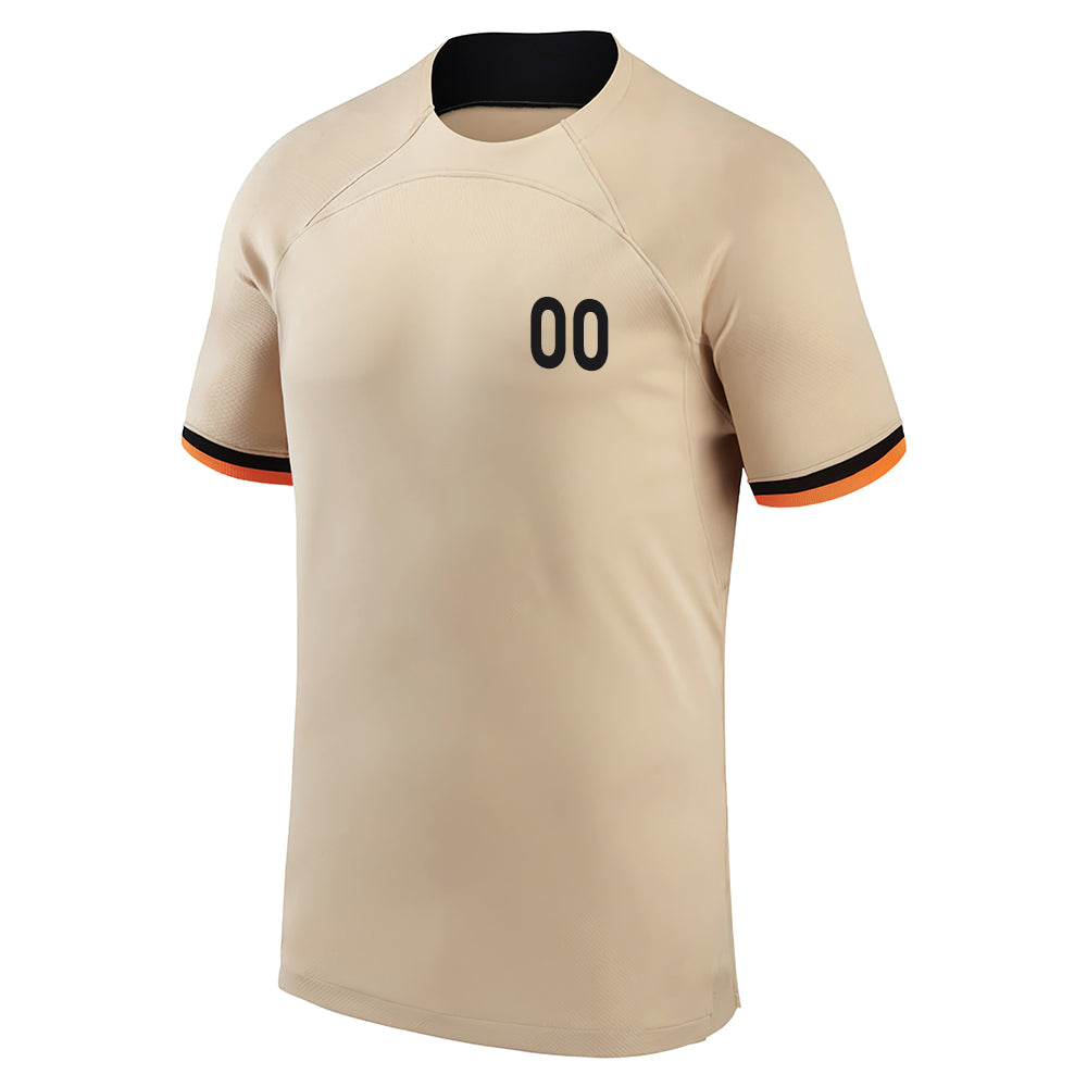 Custom Beige And Orange Line Border - Soccer Uniform Jersey