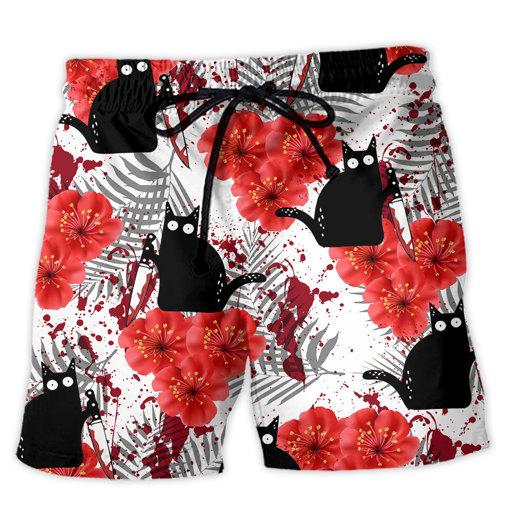 Beach Short / Adults / S Black Cat Blood Stains - Beach Short - Owls Matrix LTD