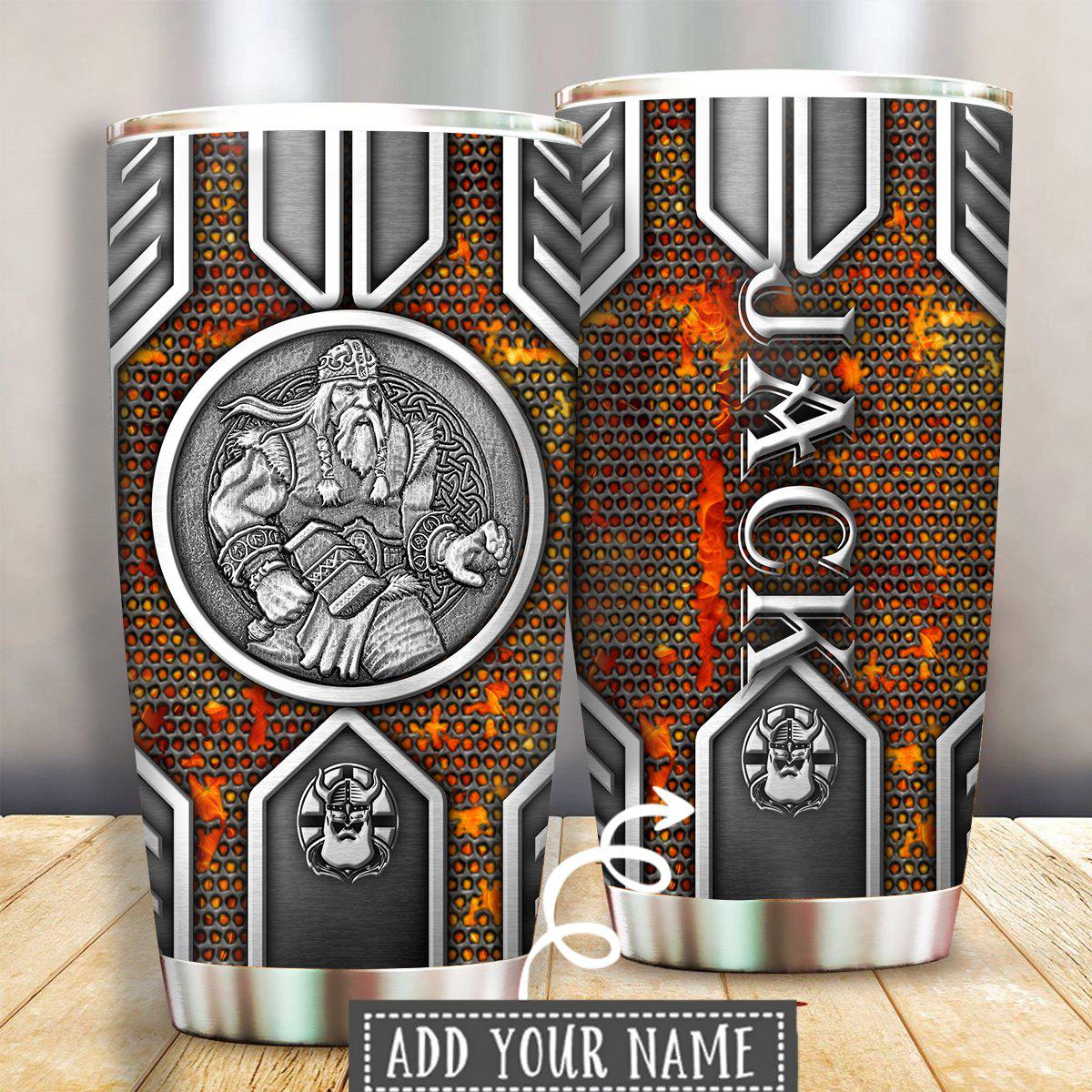 Viking Warrior Stronger With Fire Personalized - Tumbler - Owls Matrix LTD