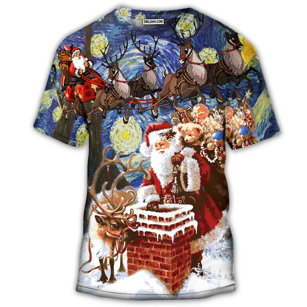 S Christmas Santa Coming For You - Round Neck T-shirt - Owls Matrix LTD