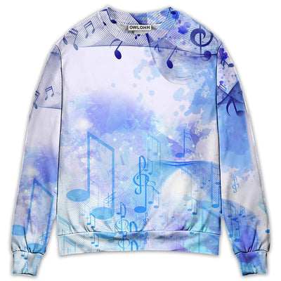 Sweater / S Music Watercolor Music Notes - Sweater - Ugly Christmas Sweaters - Owls Matrix LTD