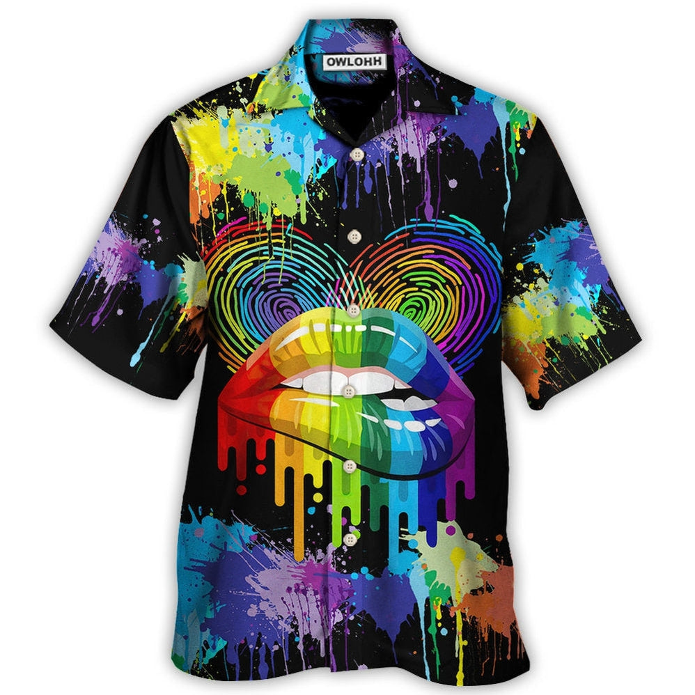 Hawaiian Shirt / Adults / S LGBT Lips The Color Of Happiness - Hawaiian Shirt - Owls Matrix LTD