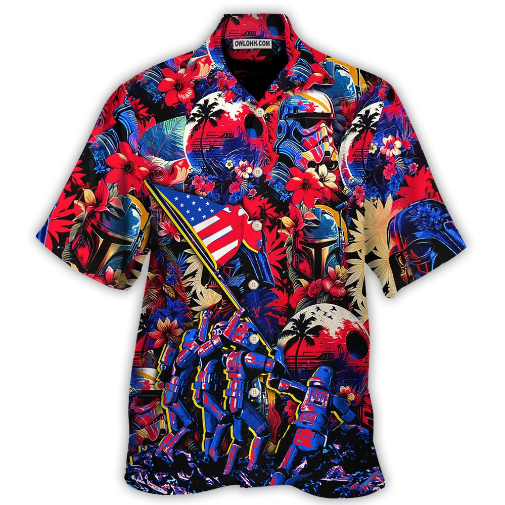Independence Day Special Star Wars Synthwave Tropical Style - Hawaiian Shirt - Owl Ohh-Owl Ohh