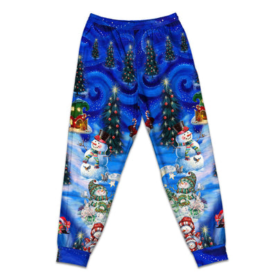 Pants / S Christmas Snowman Chilling With My Snowmies - Pajamas Short Sleeve - Owls Matrix LTD