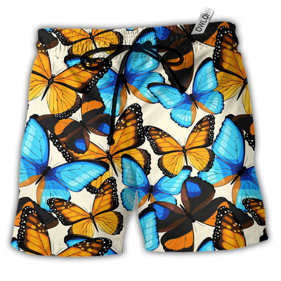 Beach Short / Adults / S Butterfly Abstract Colorful Vintage - Beach Short - Owls Matrix LTD