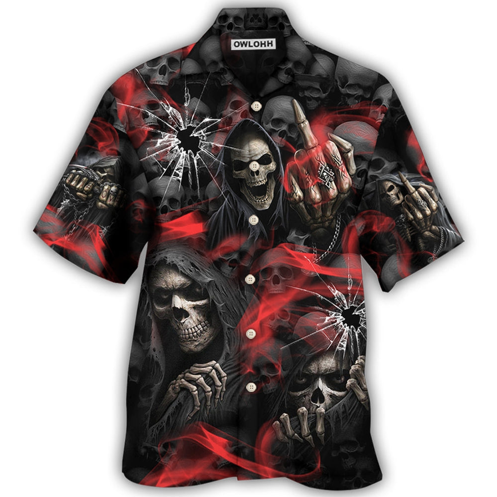 Hawaiian Shirt / Adults / S Skull Dark Red Smoke - Hawaiian Shirt - Owls Matrix LTD