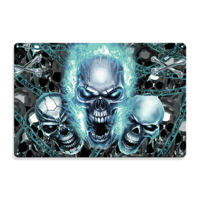 8x12 inch Skull Blue Flame Screaming - Metal Sign - Owls Matrix LTD