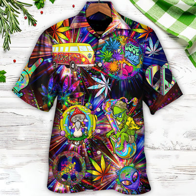 Hippie Alien Peace The Colorful Of Life Amazing Neon Style - Hawaiian Shirt - Owls Matrix LTD