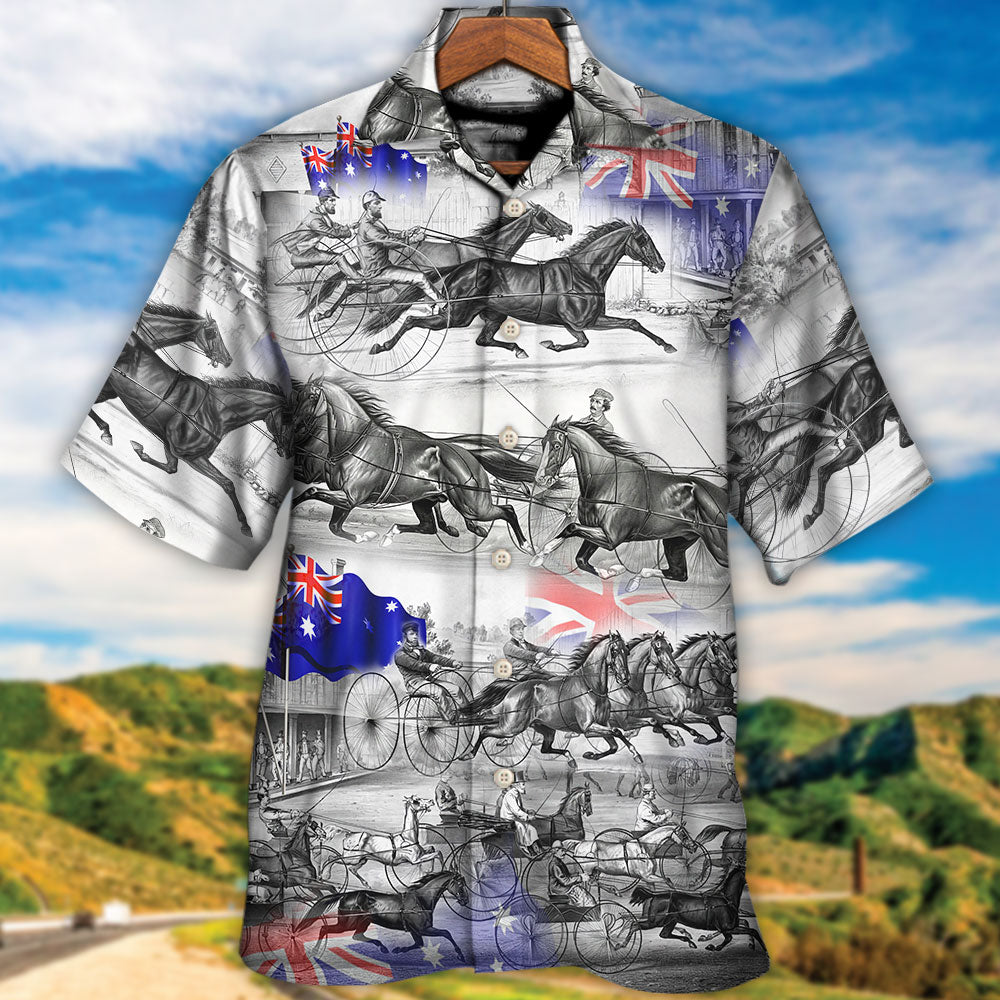 Harness Racing Horse Racing Australia Flag - Hawaiian Shirt - Owls Matrix LTD