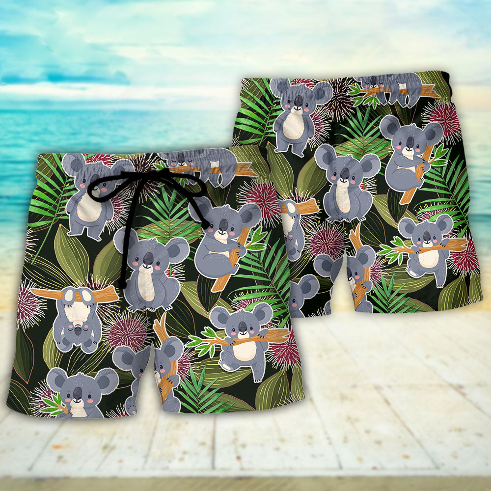 Koala Daily Life Funny Tropical Funny Art - Beach Short - Owls Matrix LTD