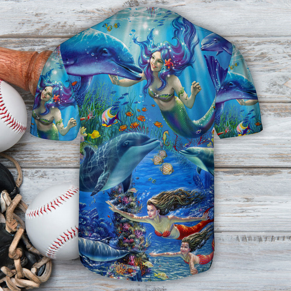 Dolphin Mermaid Love Style Life - Baseball Jersey - Owls Matrix LTD