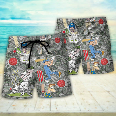 Cricket Sport Cricket Lover Tropical Funny Leaf Art - Beach Short - Owls Matrix LTD