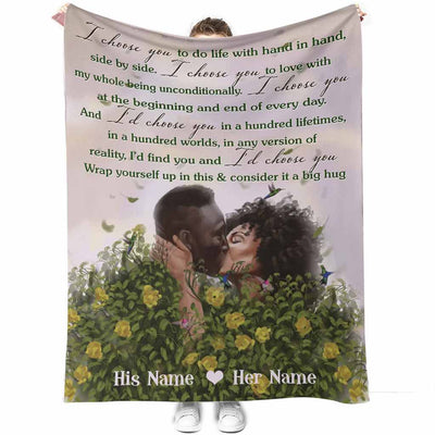 50" x 60" African American Every Love Story Is Beautiful Afro Couple Personalized - Flannel Blanket - Owls Matrix LTD