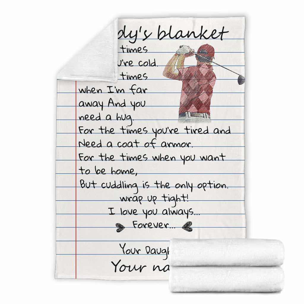 Golf Daddy I Love You Personalized - Flannel Blanket - Owls Matrix LTD