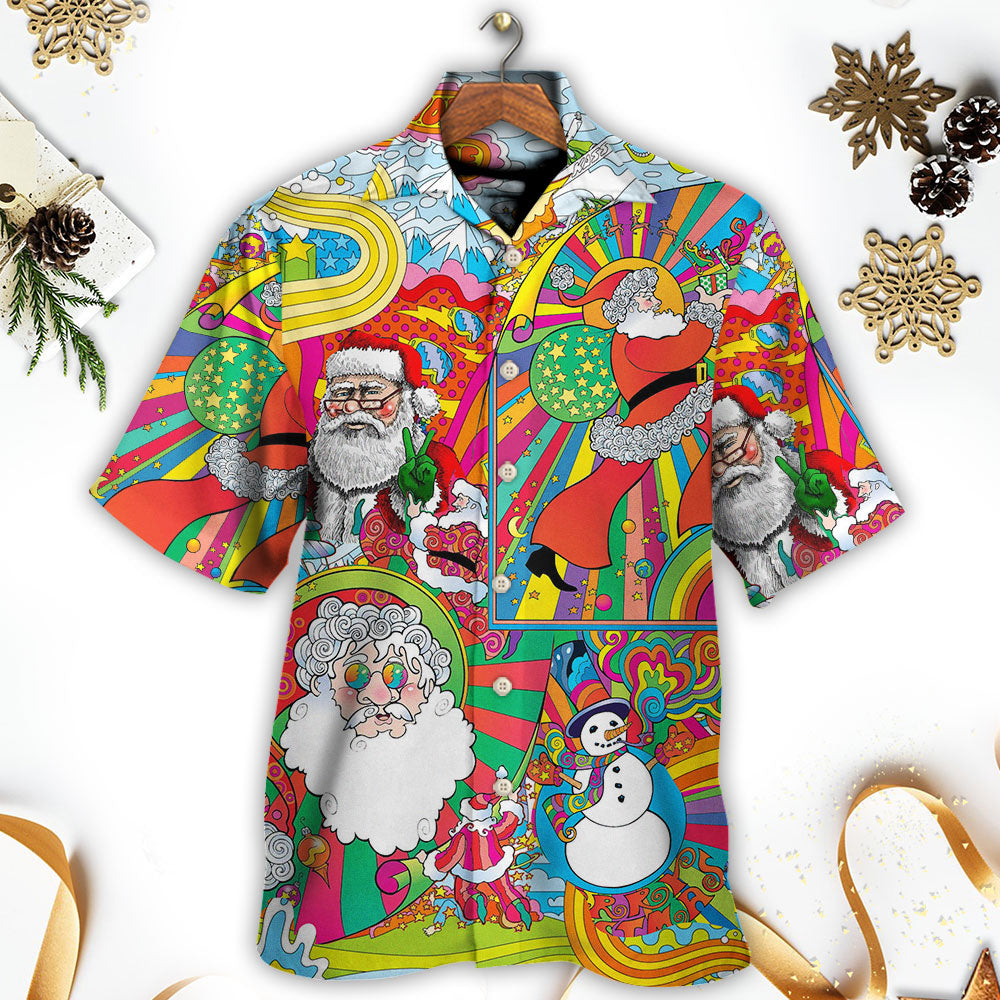 Hippie Santa Merry Xmas - Hawaiian Shirt - Owls Matrix LTD