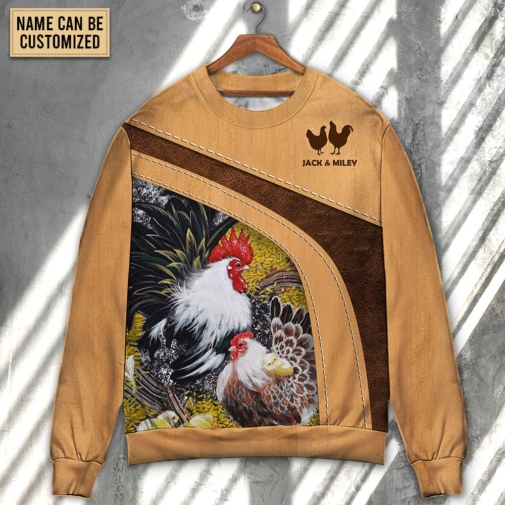 Chicken An Old Rooster And His Cute Chick Personalized - Sweater - Ugly Christmas Sweaters - Owls Matrix LTD