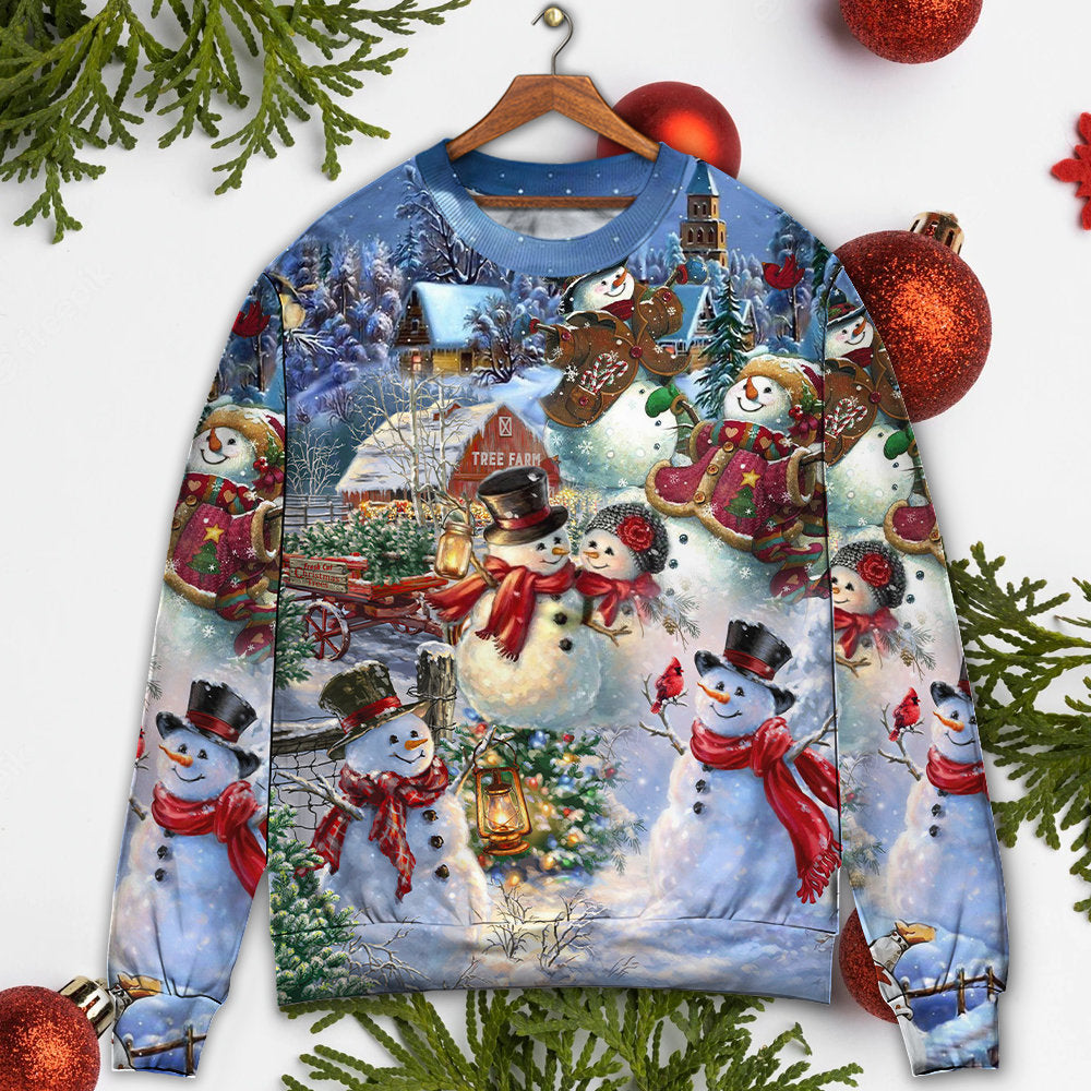 Christmas Snowman Lover Happy Couple Snowman - Sweater - Ugly Christmas Sweaters - Owls Matrix LTD