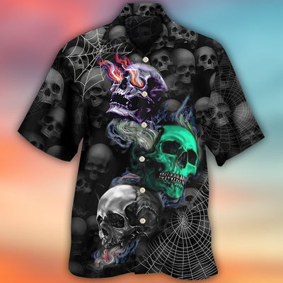 Skull Dark Colorful Burning - Hawaiian Shirt - Owls Matrix LTD