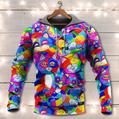 Cat Colorfull Rainbow Style - Hoodie - Owls Matrix LTD