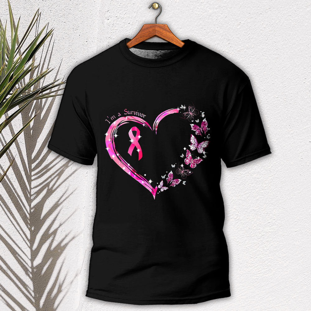 Breast Cancer Awareness I'm A Survivor - Round Neck T-shirt - Owls Matrix LTD