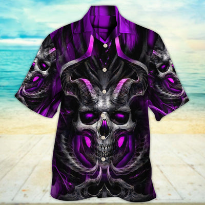 Skull Dark Purple Fire Lighting - Hawaiian Shirt - Owls Matrix LTD