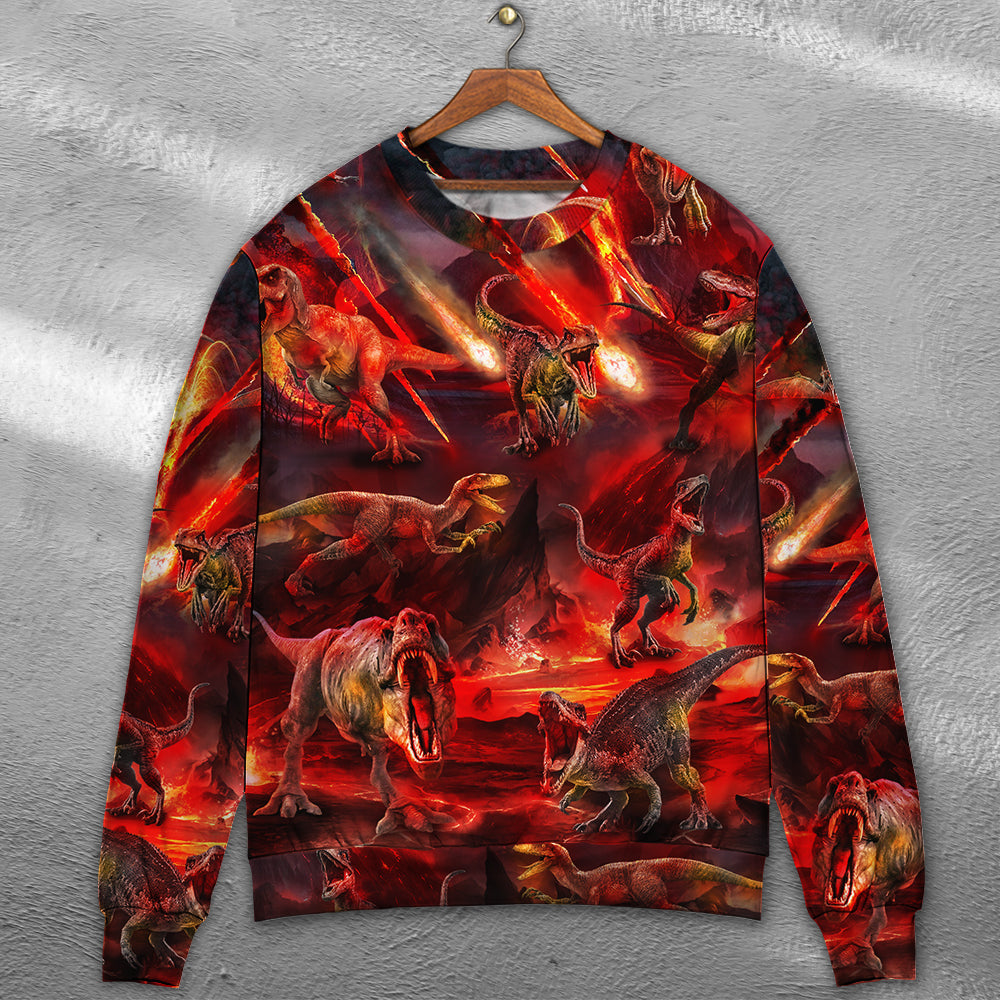 Dinosaur Meteorite Cool Style - Sweater - Ugly Christmas Sweaters - Owls Matrix LTD