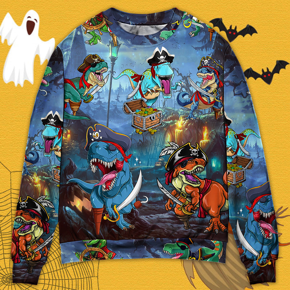 Halloween Pirate Dinosaur Scary - Sweater - Ugly Christmas Sweaters - Owls Matrix LTD