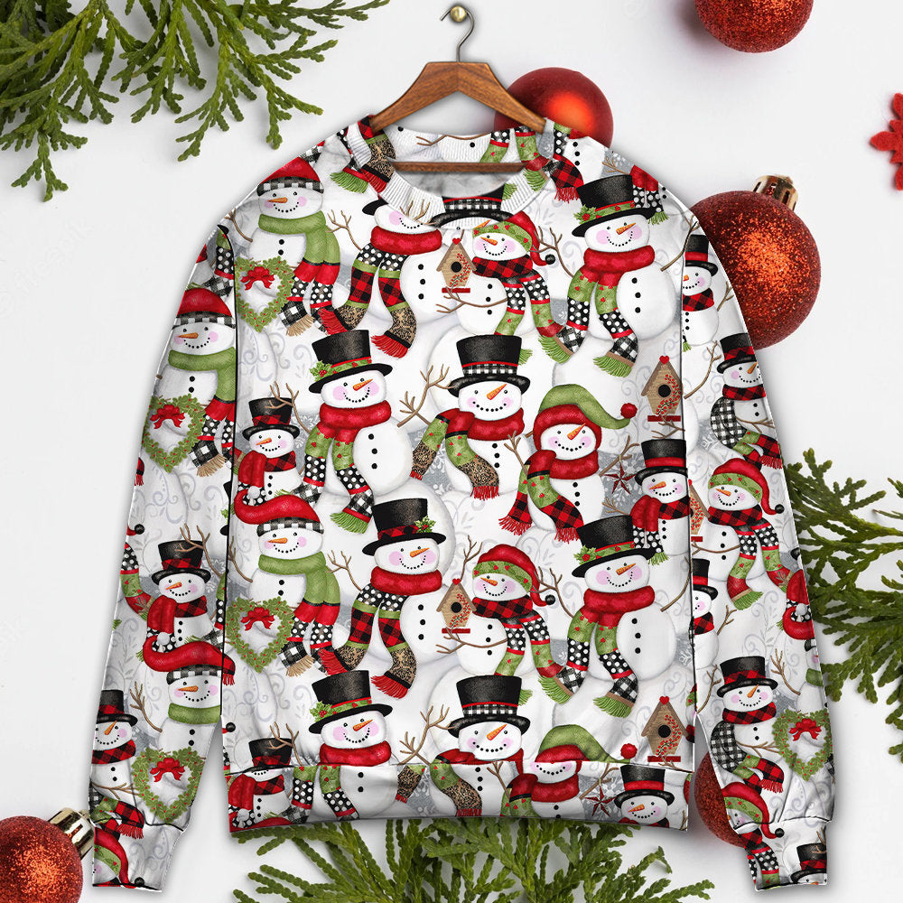 Christmas Snowman Family Happy Christmas - Sweater - Ugly Christmas Sweaters - Owls Matrix LTD