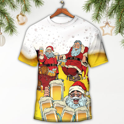 Christmas Santa I Want More Beer - Round Neck T-shirt - Owls Matrix LTD