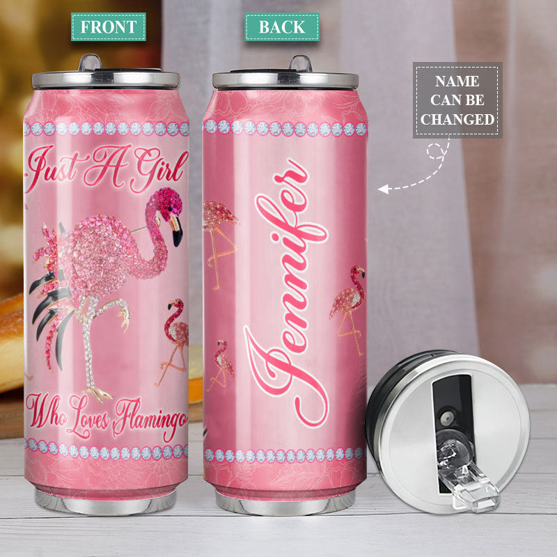 M Flamingo Jewelry Style Lovers Personalized - Soda Can Tumbler - Owls Matrix LTD
