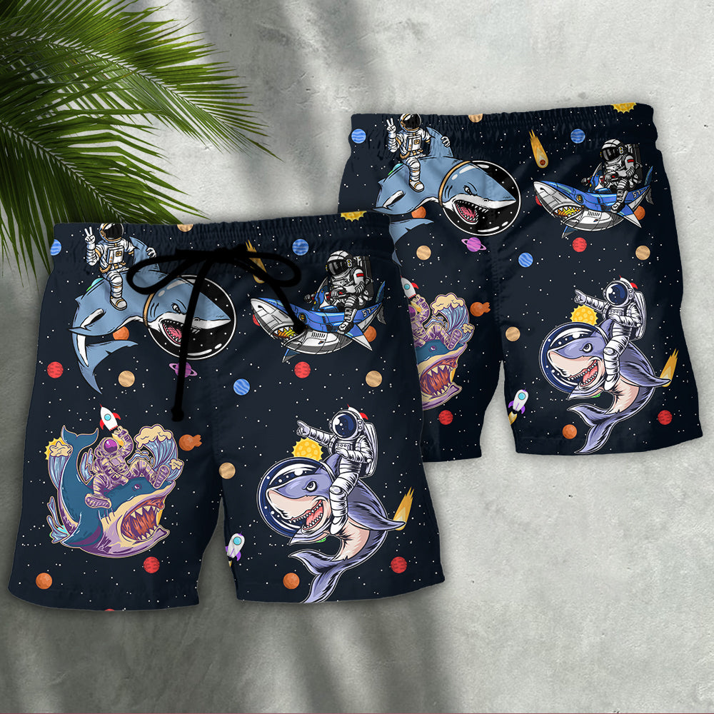 Shark Astronaut Galaxy Sky - Beach Short - Owls Matrix LTD