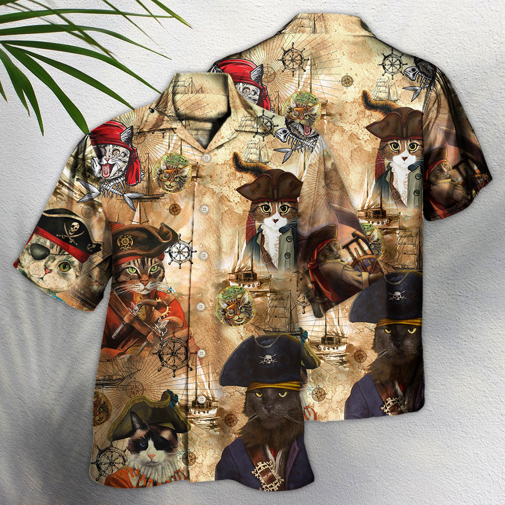 Cat Pirate Vintage Cool - Hawaiian Shirt - Owls Matrix LTD