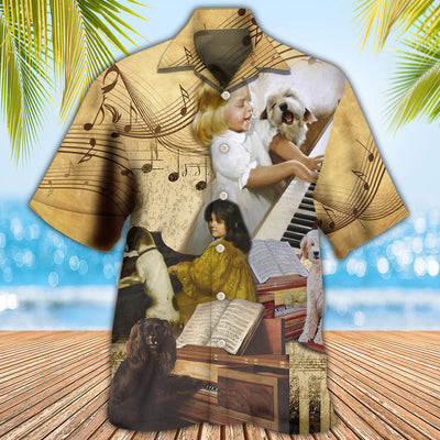 Piano I Like Piano And Dogs - Hawaiian Shirt - Owls Matrix LTD